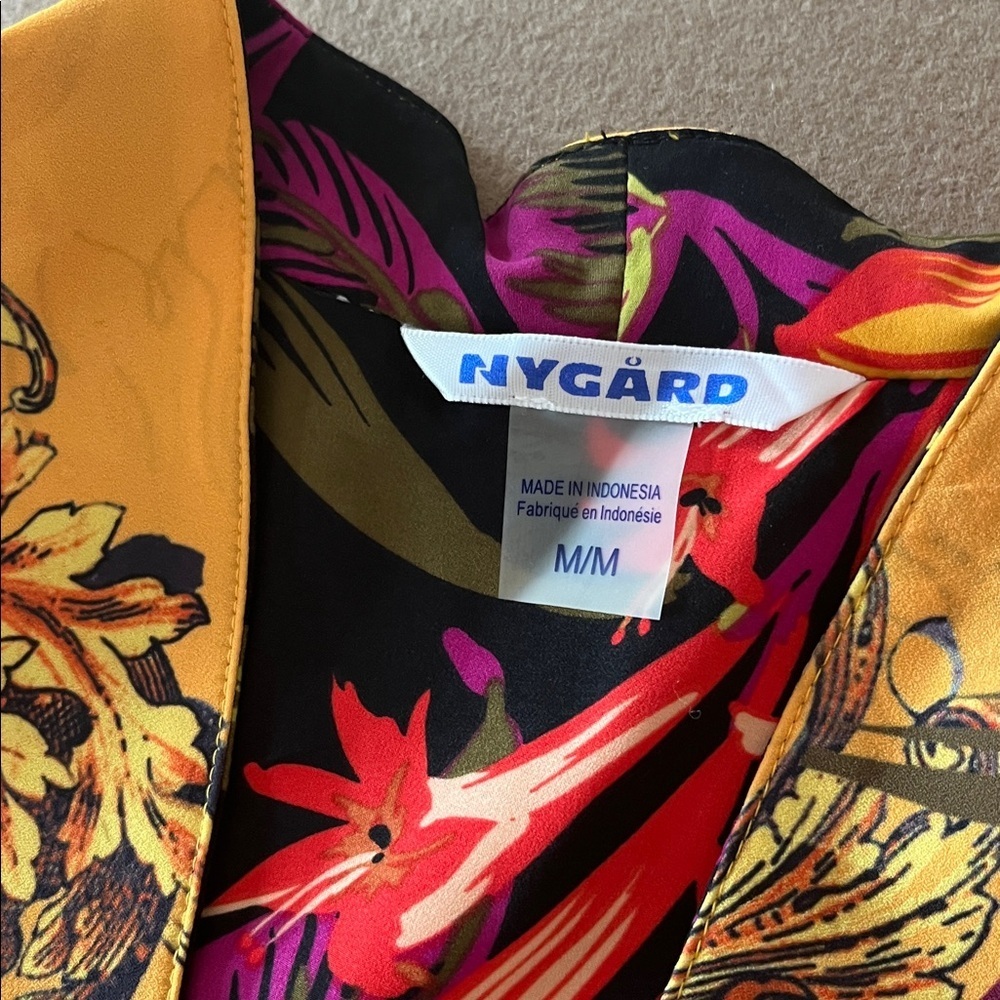 Peter Nygard Vibrant Floral Kimono Cardigan Duster in Yellow and Black - M - Picture 4 of 9